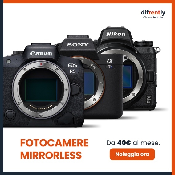 Noleggia Fotocamere digitali mirrorless Canon, Sony, Nikon