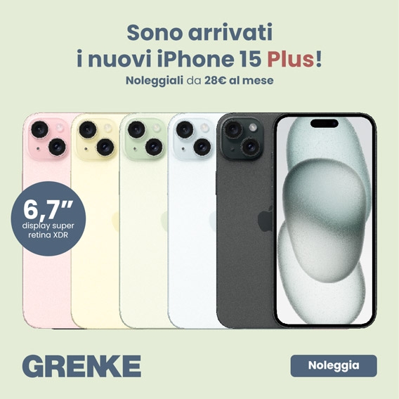 Noleggia Apple iPhone 15 Plus con Grenke