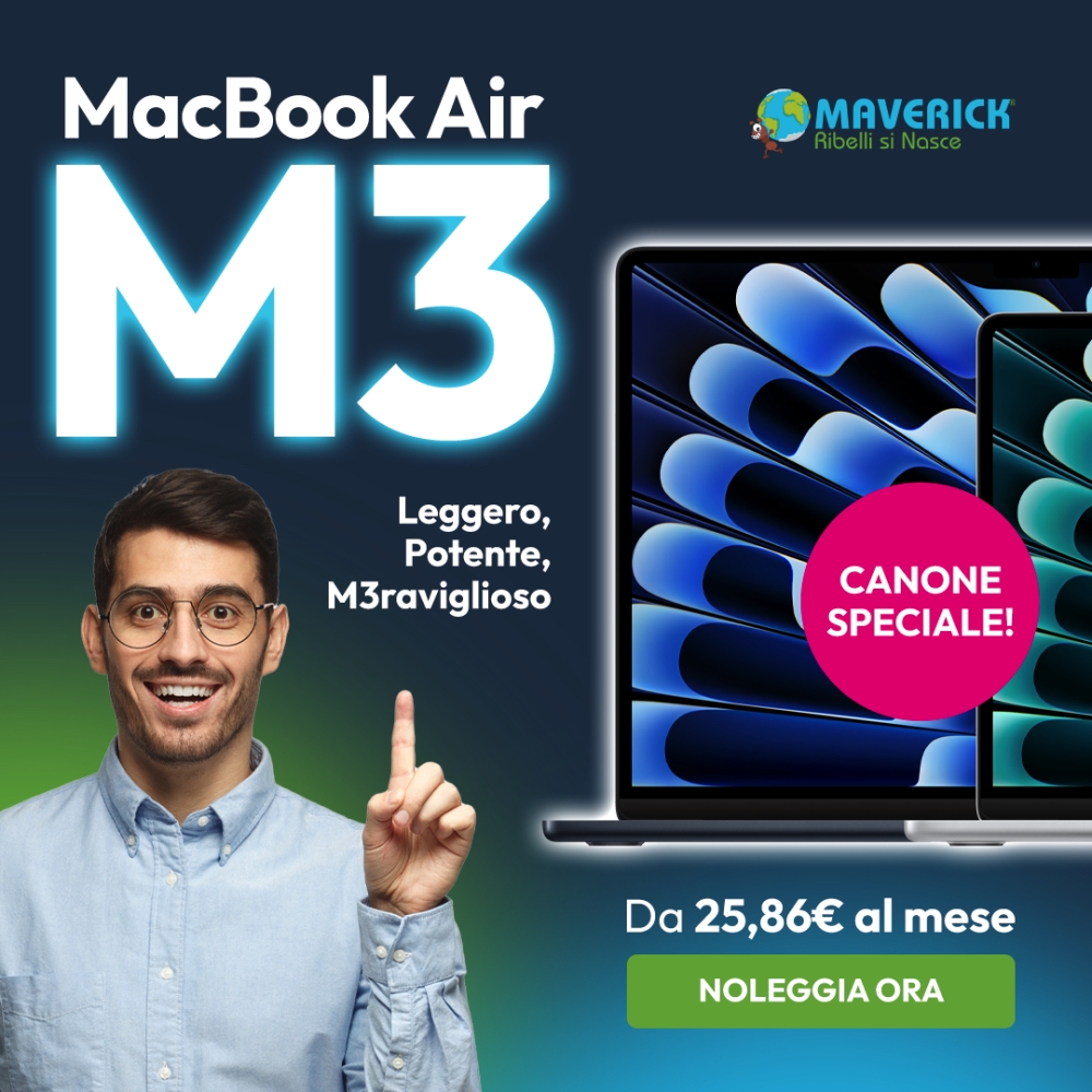 Noleggia il nuovo MacBook Air M3 con Maverick Group
